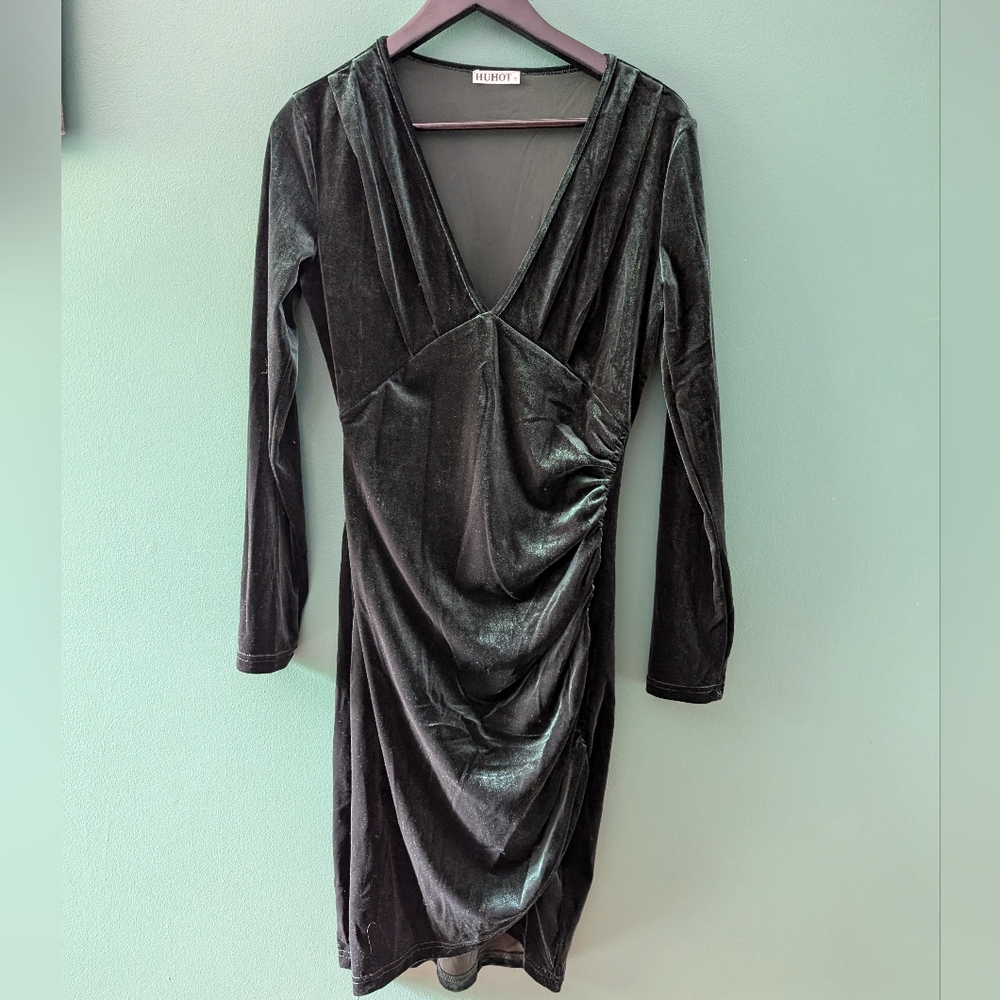 Green velvet dress